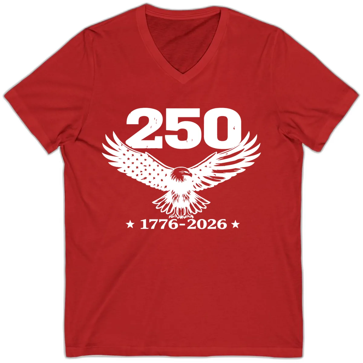 America 250th Anniversary Eagle Design V-Neck in Red